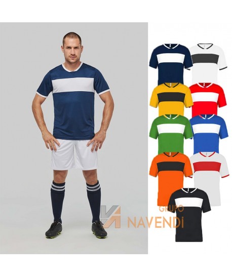 Camiseta técnica bicolor de manga corta para adulto