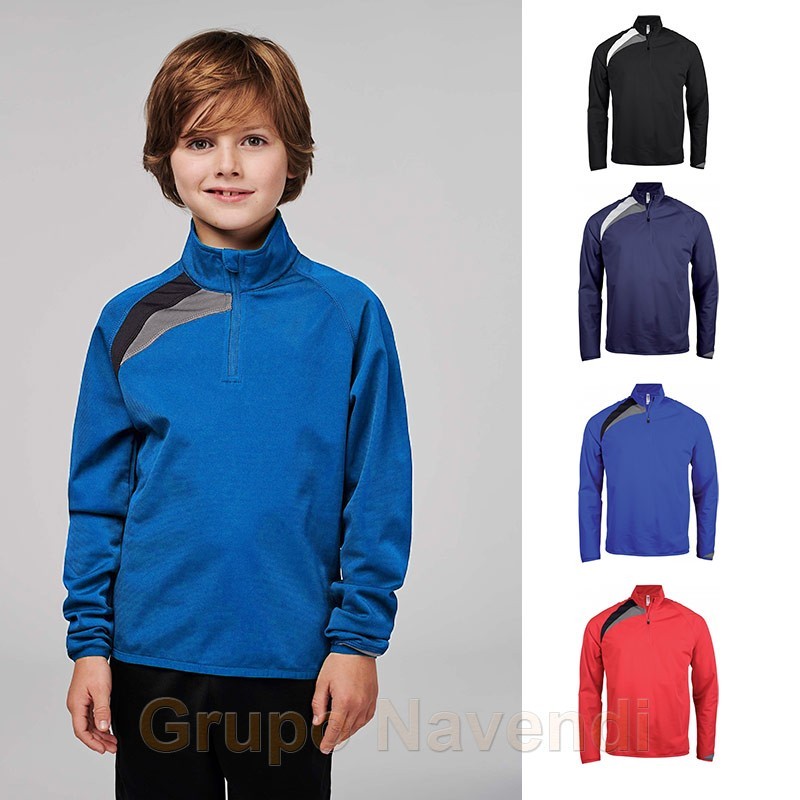 Sudadera deportiva de media cremallera para niños color royal