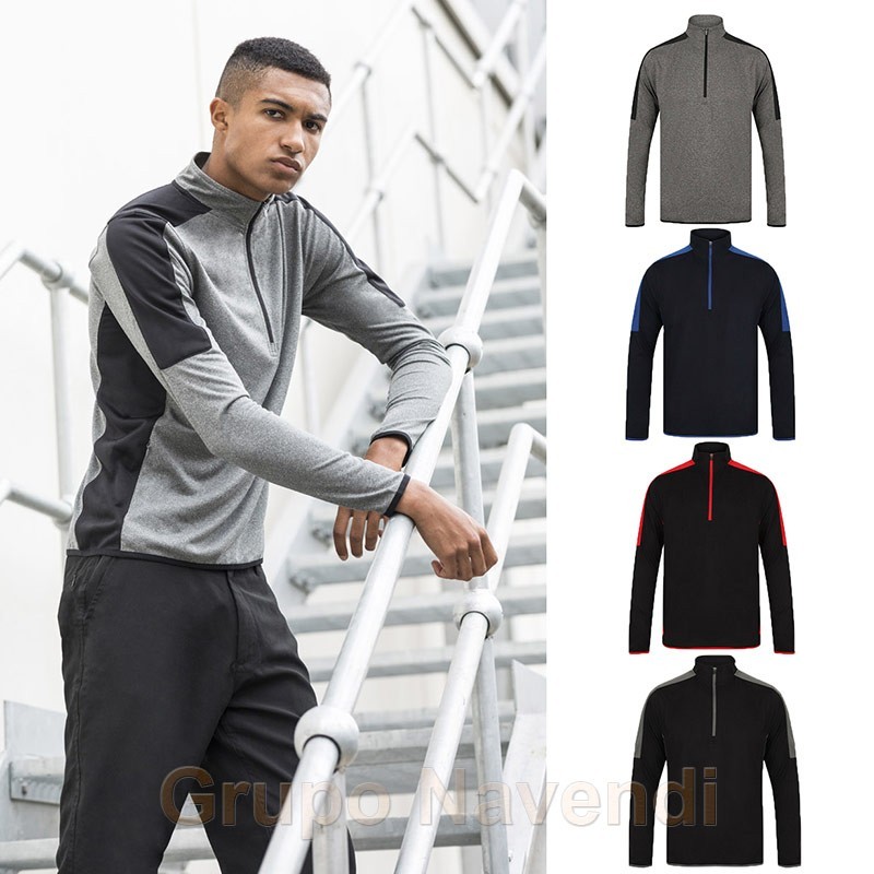Sudadera de media cremallera con detalles a contraste para adulto