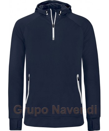 Sudadera de media cremallera con bolsillos color azul marino