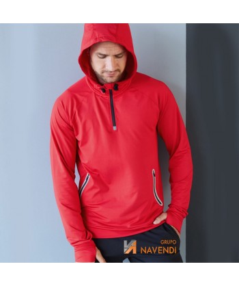 Sudadera de media cremallera con bolsillos color rojo
