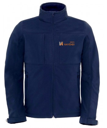 Cazadora softshell de caballero con capucha para deportes outdoor marino