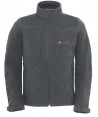 Cazadora softshell de caballero con capucha para deportes outdoor azul gris oscuro