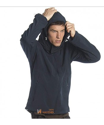 Cazadora softshell de caballero con capucha para deportes outdoor negro