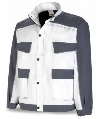 Cazadora bicolor de moderno diseño blanco/gris