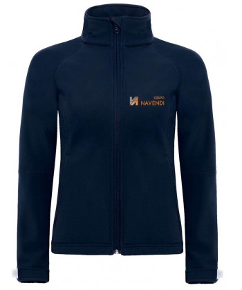Cazadora softshell de señora con capucha para deportes outdoor color marino