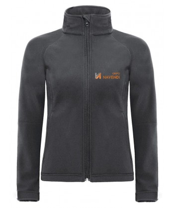 Cazadora softshell de señora con capucha para deportes outdoor color gris oscuro