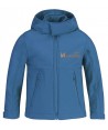 Cazadora softshell de niño con capucha para deportes outdoor color azul
