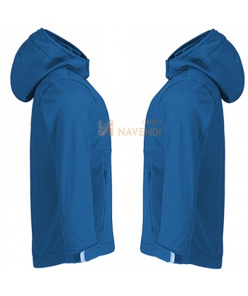 Cazadora softshell de niño con capucha para deportes outdoor color azul