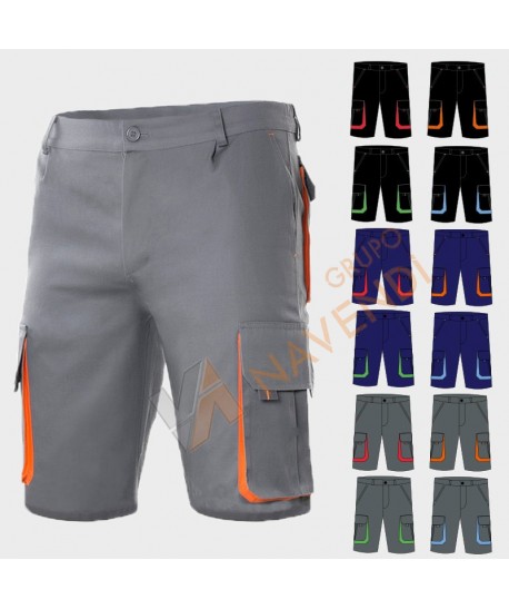 Pantalón bermuda bicolor multibolsillos
