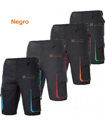 Pantalón bermuda bicolor multibolsillos