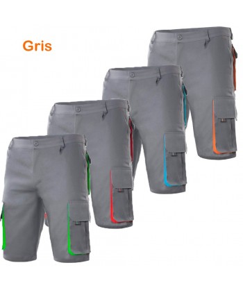 Pantalón bermuda bicolor multibolsillos