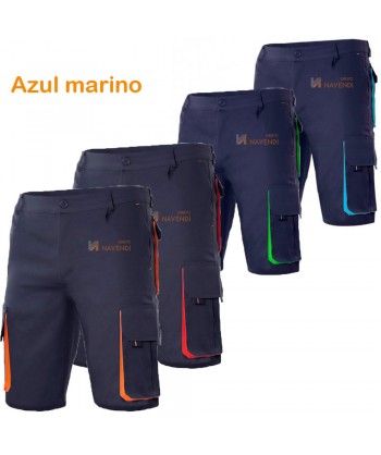 Pantalón bermuda bicolor multibolsillos