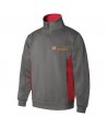 Sudadera bicolor de media cremallera y cuello alto color gris y rojo