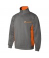 Sudadera bicolor de media cremallera y cuello alto color gris y naranja