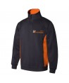 Sudadera bicolor de media cremallera y cuello alto color azul marino y naranja