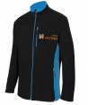 Chaqueta polar bicolor y cuello alto color negro y celeste