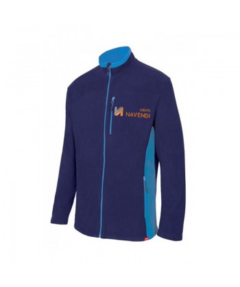 Chaqueta polar bicolor y cuello alto color azul marino y celeste