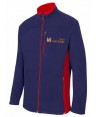 Chaqueta polar bicolor y cuello alto color azul marino y rojo