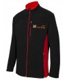 Chaqueta polar bicolor y cuello alto color negro y rojo
