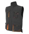 Chaleco acolchado bicolor multibolsillos color negro y naranja