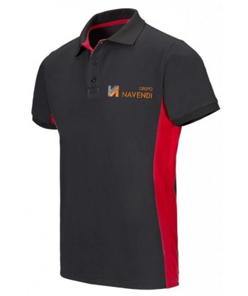 Polo bicolor de manga corta color negro y rojo