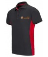 Polo bicolor de manga corta color negro y rojo