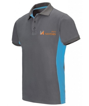 Polo bicolor de manga corta color gris y celeste
