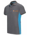 Polo bicolor de manga corta color gris y celeste