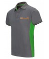 Polo bicolor de manga corta color gris y lima