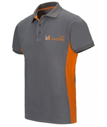 Polo bicolor de manga corta color gris y naranja