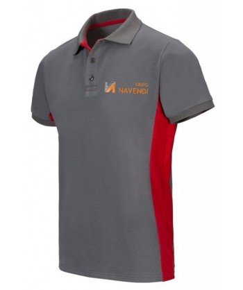 Polo bicolor de manga corta color gris y rojo