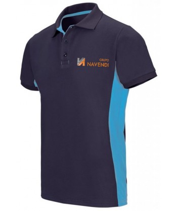 Polo bicolor de manga corta color azul marino y celeste