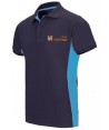 Polo bicolor de manga corta color azul marino y celeste