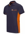 Polo bicolor de manga corta color azul marino y naranja