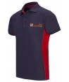 Polo bicolor de manga corta color azul marino y rojo