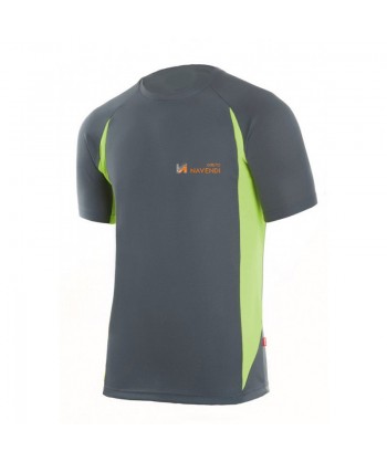 Camiseta bicolor transpirable de manga corta y cuello redondo