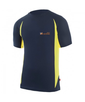 Camiseta bicolor transpirable de manga corta y cuello redondo