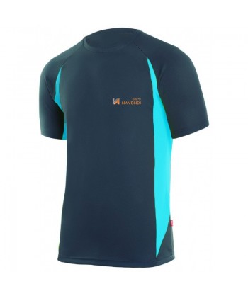 Camiseta bicolor transpirable de manga corta y cuello redondo