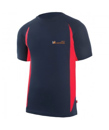 Camiseta bicolor transpirable de manga corta y cuello redondo