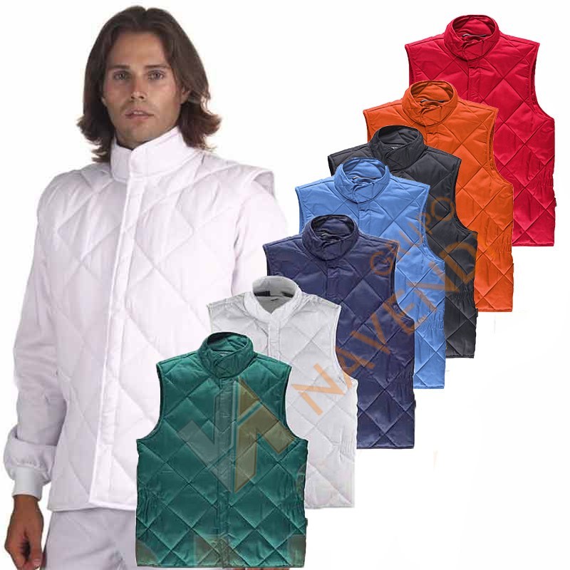 Chaleco acolchado para alimentación color blanco