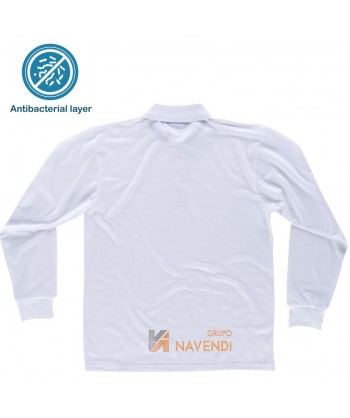 Polo antibacteriano de manga larga color blanco