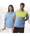 Polo bicolor antibacteriano de manga larga y cinta reflectante