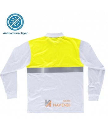 Polo bicolor antibacteriano de manga larga y cinta reflectante
