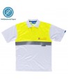 Polo bicolor antibacteriano de manga corta y cinta reflectante