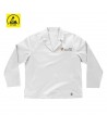 Casaca ESD antiestática cuello solapas color blanco