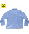 Casaca ESD antiestática cuello solapas color azul celeste