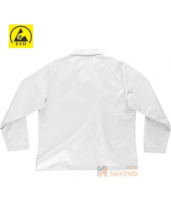 Casaca ESD antiestática cuello solapas color blanco