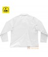 Casaca ESD antiestática cuello solapas color blanco