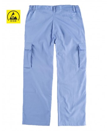 Pantalón ESD antiestático multibolsillos celeste